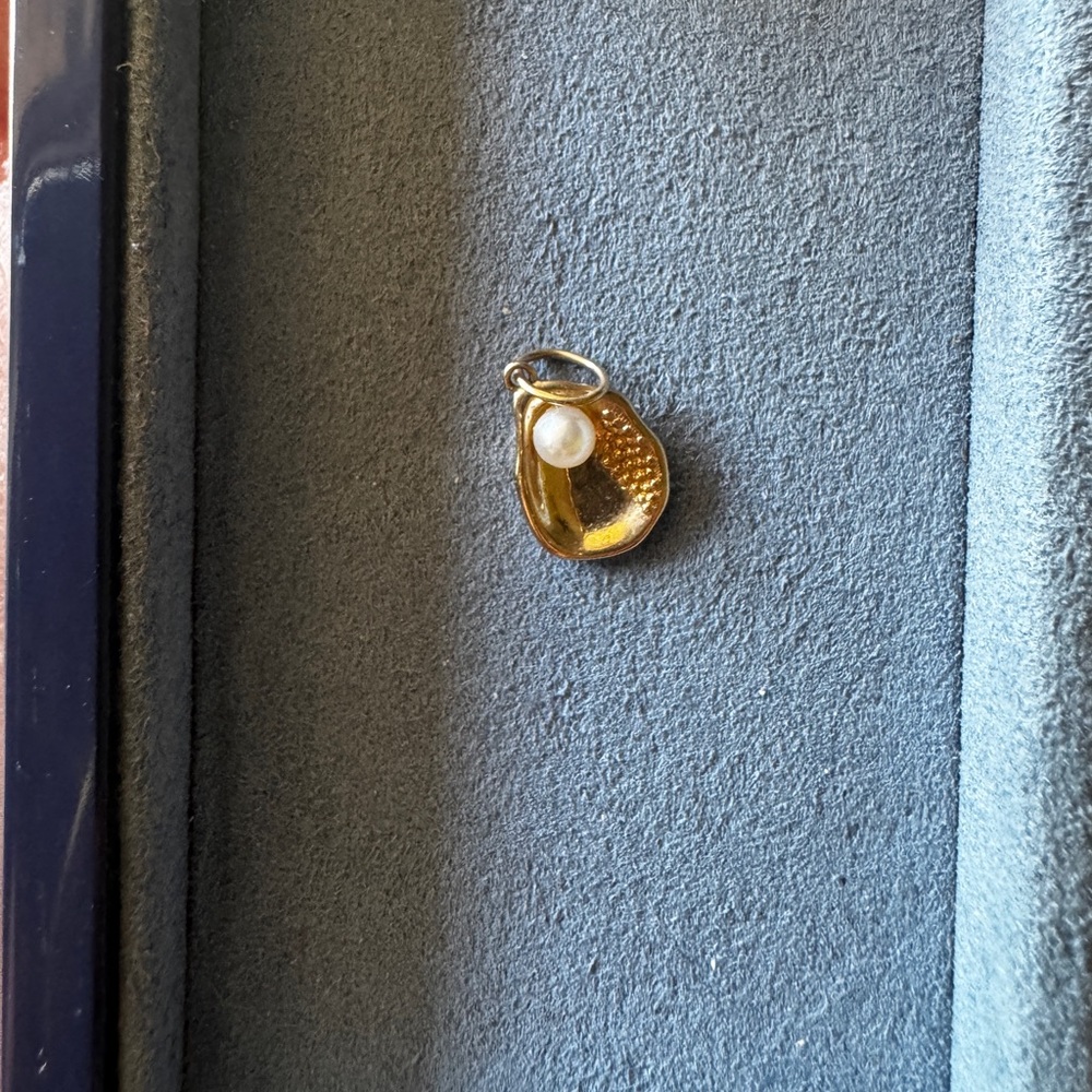 14k Tiny Oyster and Pearl Pendant - Gold